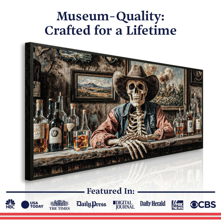 Skeleton Cowboy Barman At Western Saloon Wall Art
