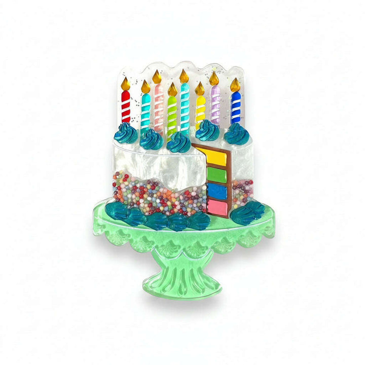 "Slice, Slice Baby" Birthday Cake Brooch by Lipstick & Chrome – view 8