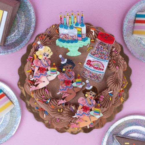 "Slice, Slice Baby" Birthday Cake Brooch by Lipstick & Chrome – view 6