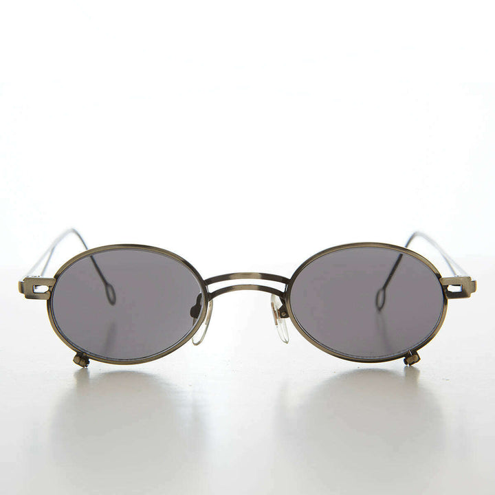 Small Oval 90s Full Metal Steampunk Sunglasses - Azari