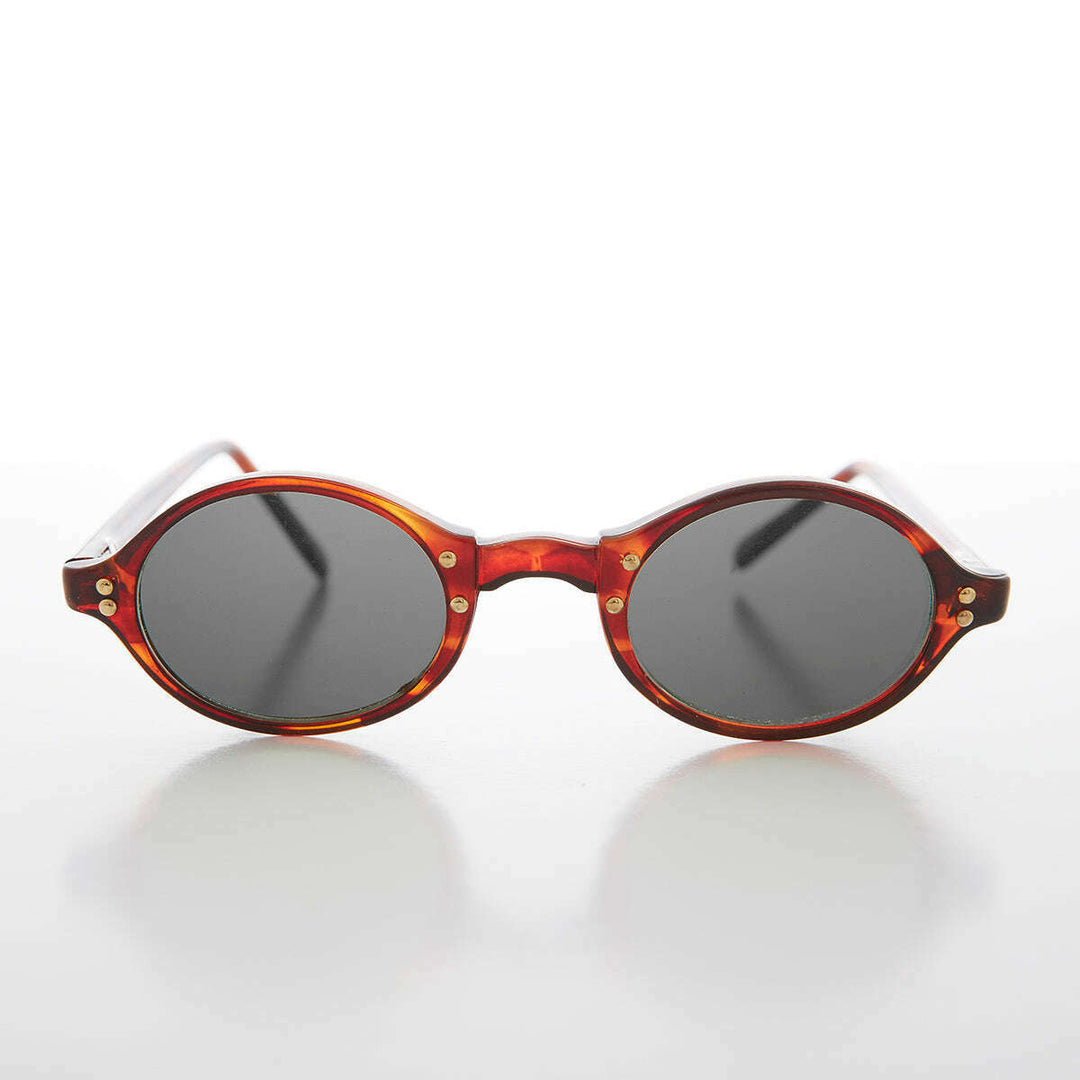 Small Oval Vintage Sunglass with Gold Studs - Harley