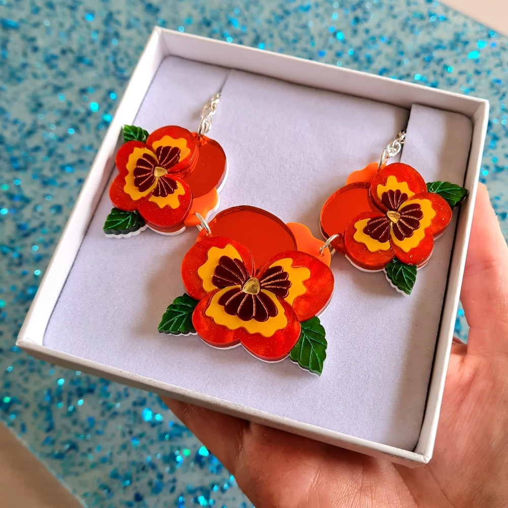 Small Pansy Charm Necklace - Pre Order by Cherryloco Jewellery 4