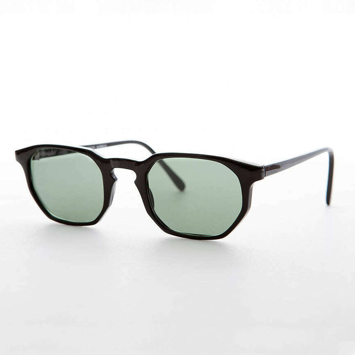 Small Polygon Horn Rim Keyhole Bridge Vintage Sunglass - Davis