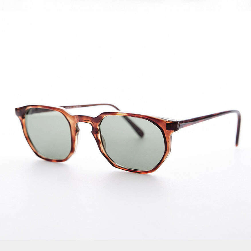 Small Polygon Horn Rim Keyhole Bridge Vintage Sunglass - Davis