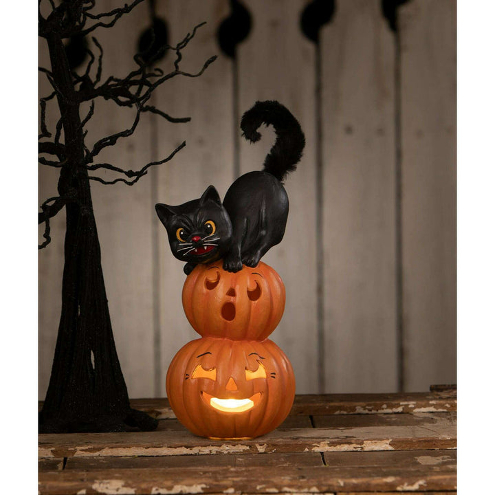 Small Pumpkin Stack Black Cat by Bethany Lowe Designs, image 3