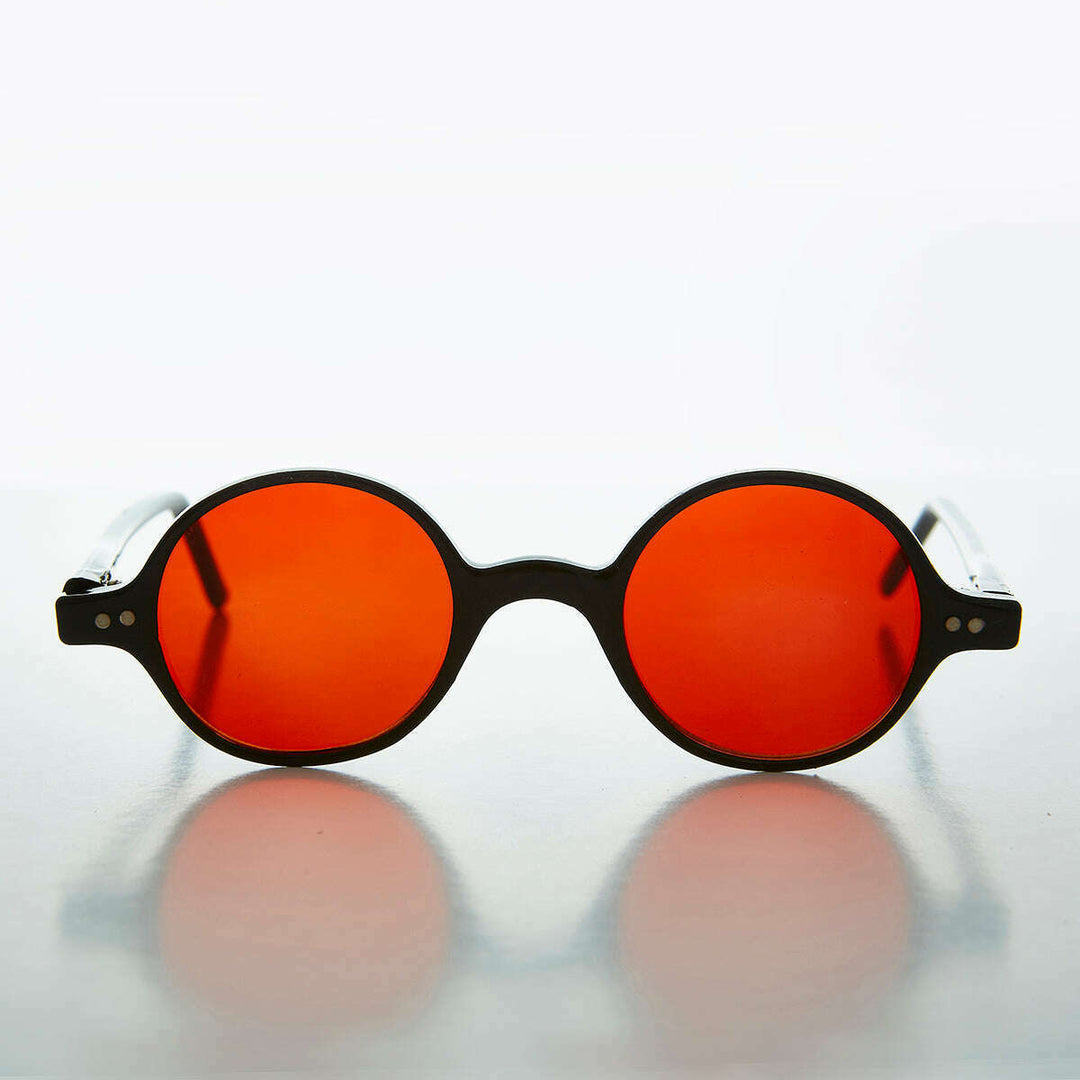 Small Round Spectacle Sunglass with Color Tinted Lens - Owen
