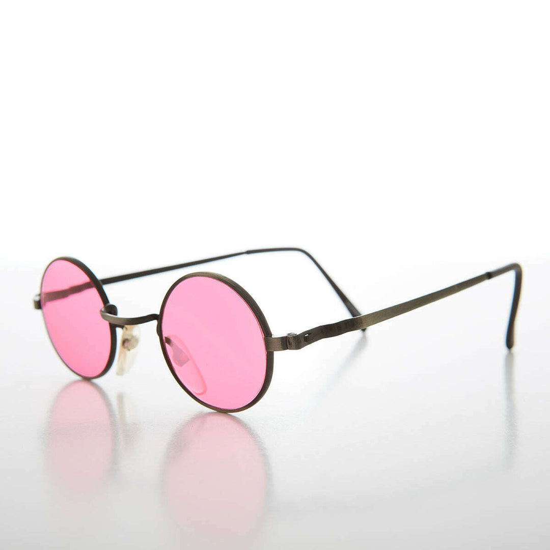 Small Round Tinted Lens Hippy Vintage Sunglasses - Chan