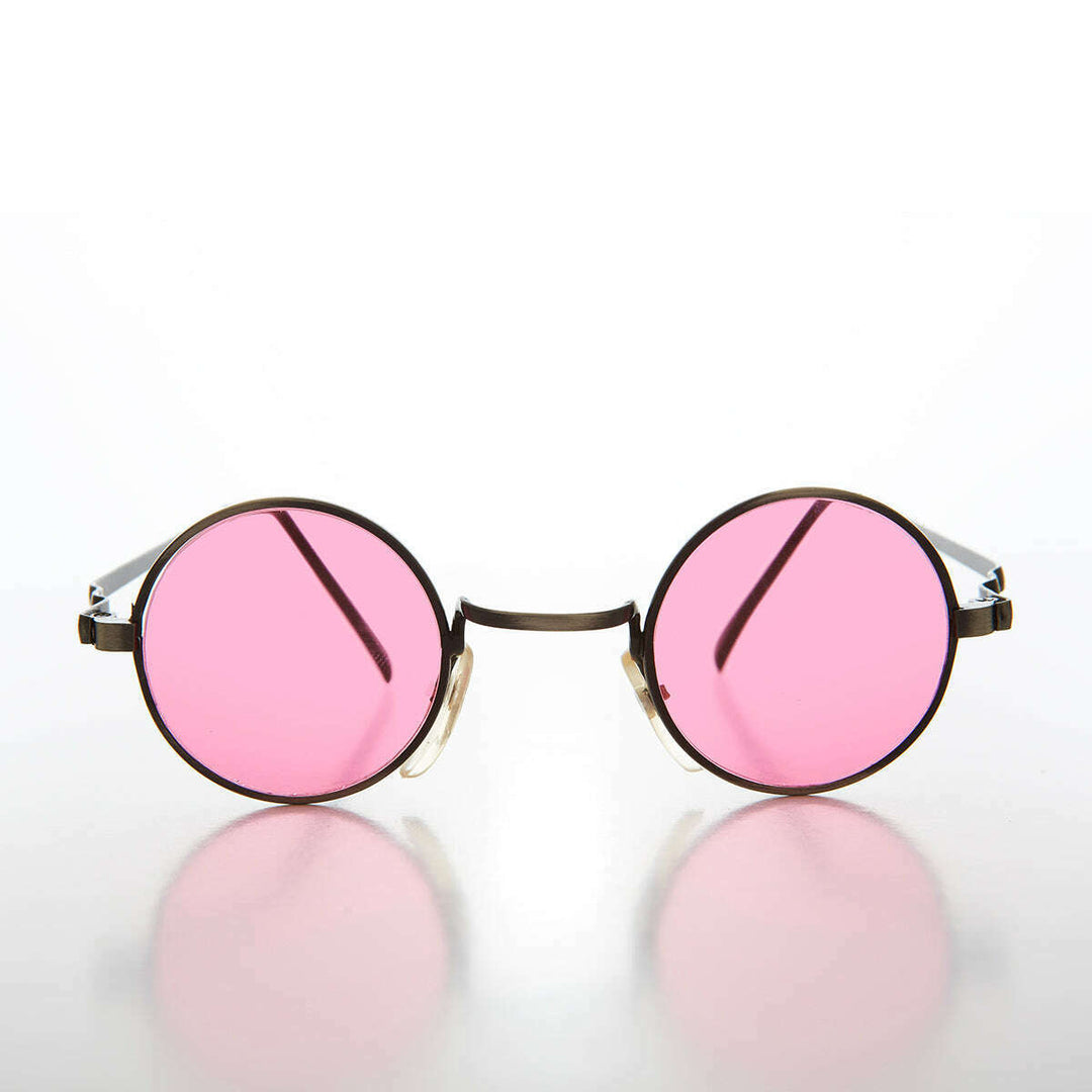 Small Round Tinted Lens Hippy Vintage Sunglasses - Chan