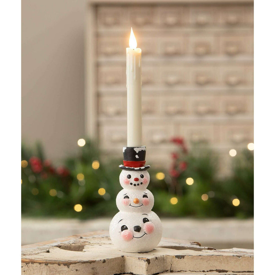 Snowman Stack Candlestick by Bethany Lowe Designs, christmas decor
