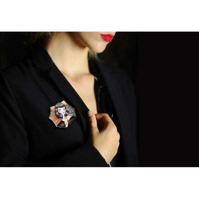 Spider Woman with Web Brooch by LaliBlue - Quirks!