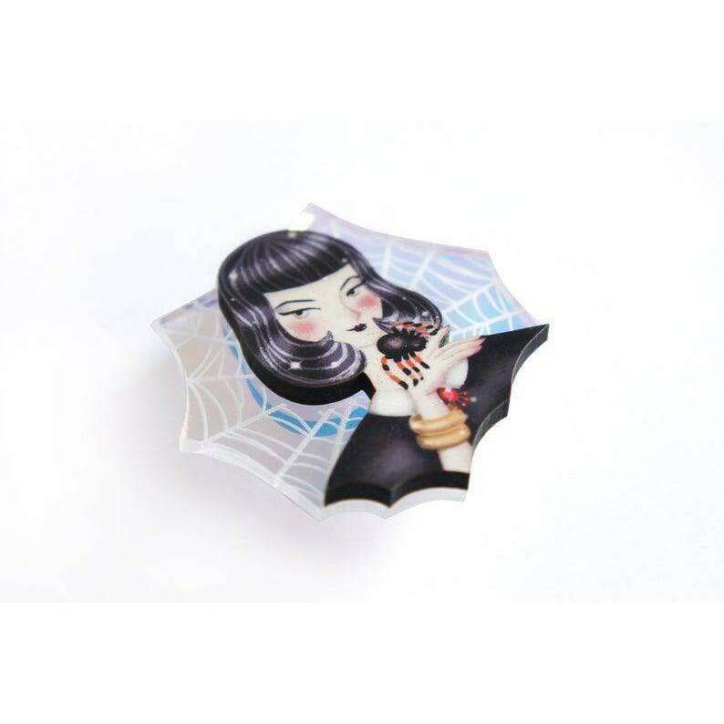Spider Woman with Web Brooch by LaliBlue - Quirks!
