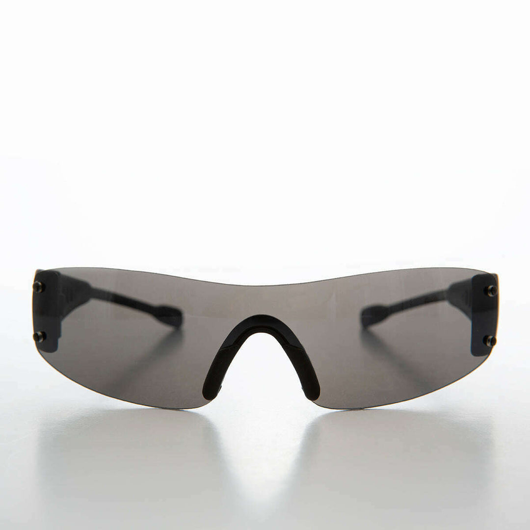 Sporty Wrap Around Shield Mono Lens Sunglass - Wolf
