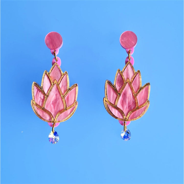 Spring Lotus Flower Earrings by Cherryloco Jewellery 3