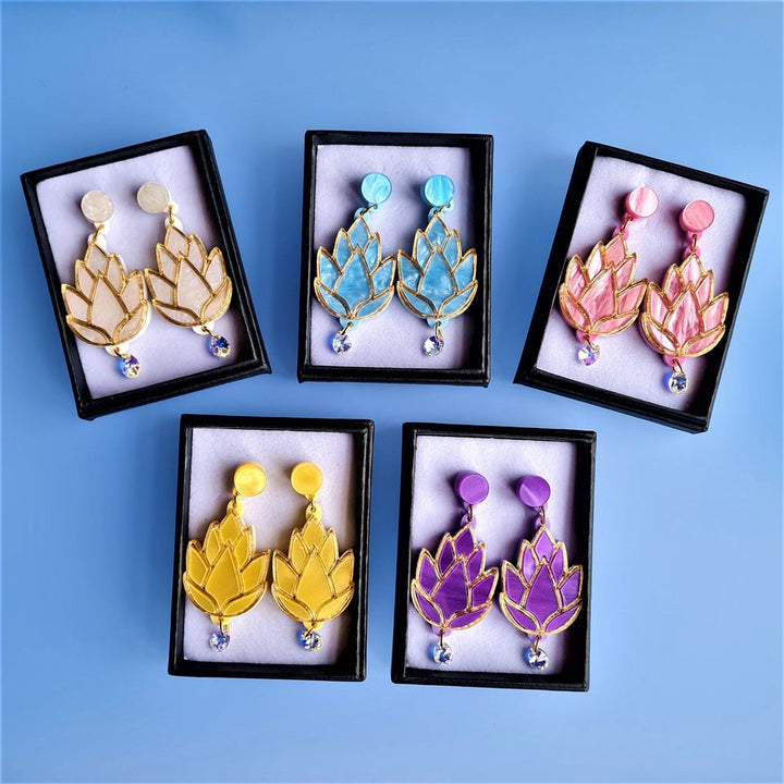 Spring Lotus Flower Earrings by Cherryloco Jewellery