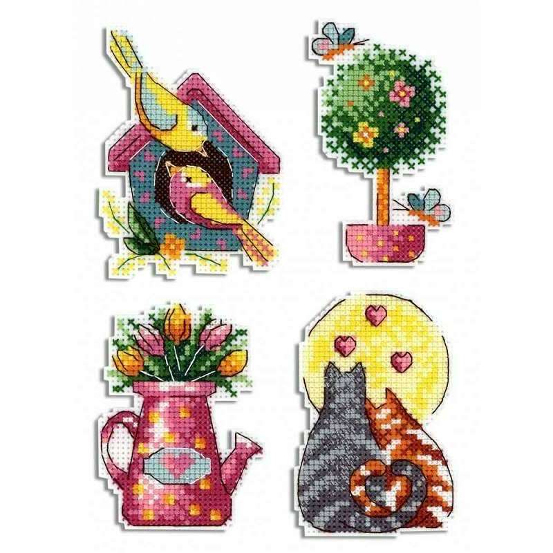 Spring. Magnets SR-578  Plastic Canvas Counted Cross Stitch Kit