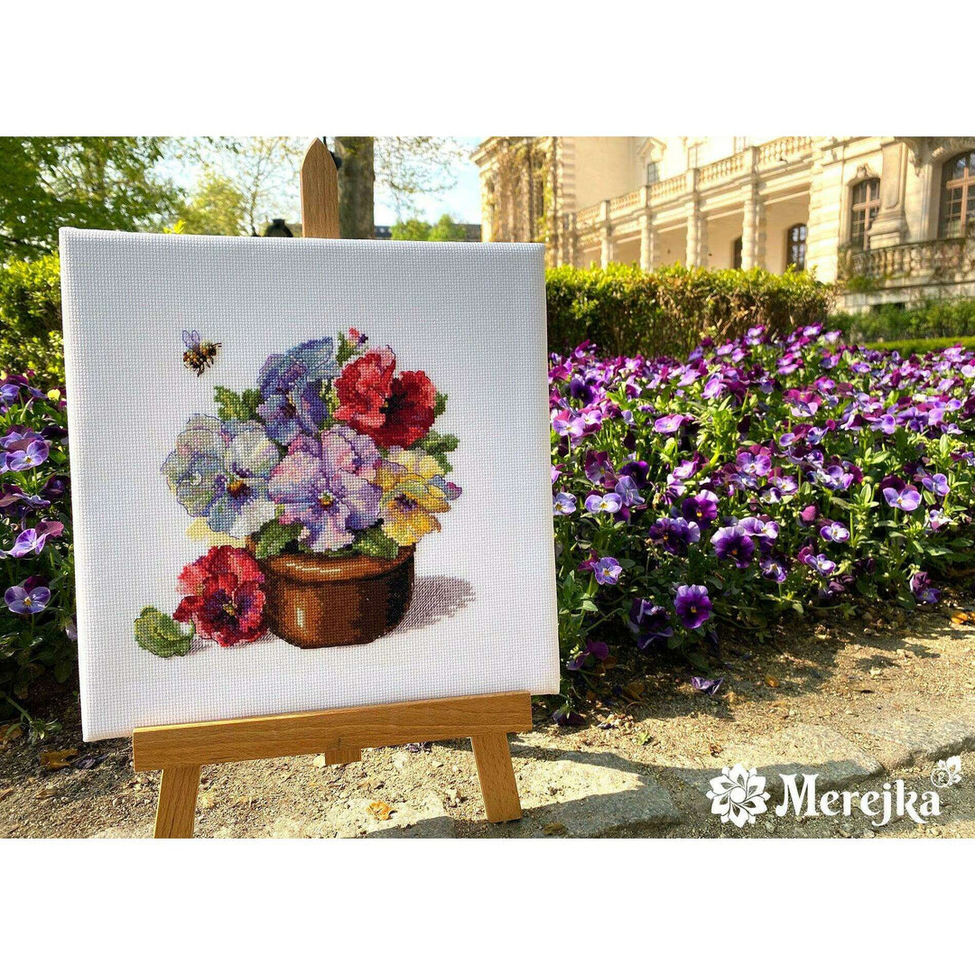 Spring Pansies K-215 Counted Cross-Stitch Kit