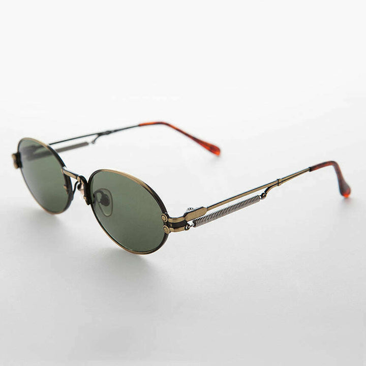 Spring Temple Oval Steampunk Vintage Sunglass - Jeter