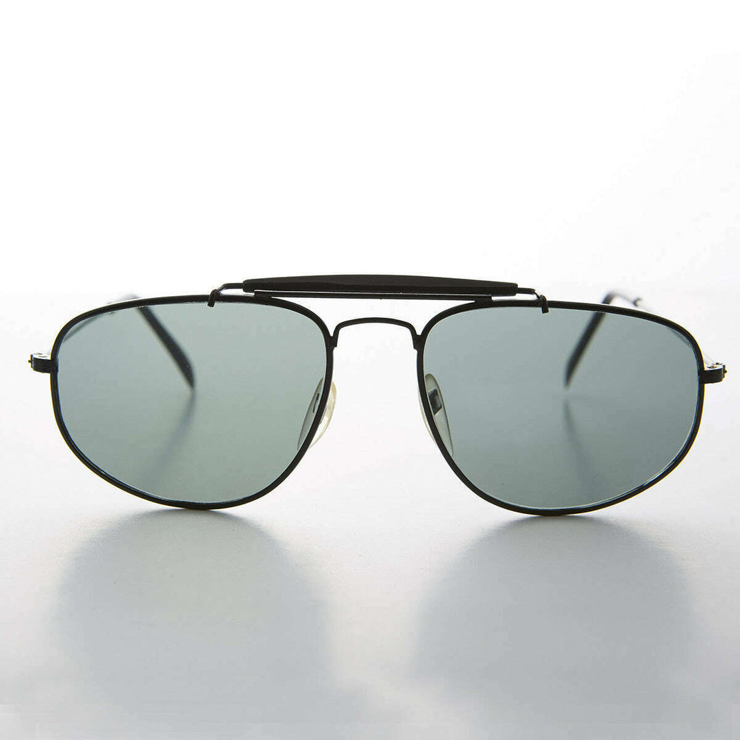 Square Aviator with Brow Bar and Glass Lens Vintage Sunglass - Dusty