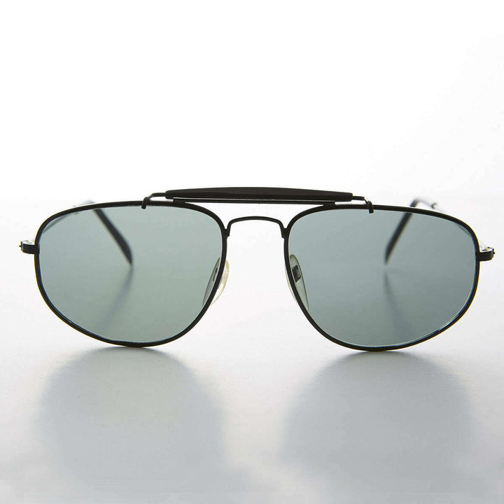 Square Aviator with Brow Bar and Glass Lens Vintage Sunglass - Dusty