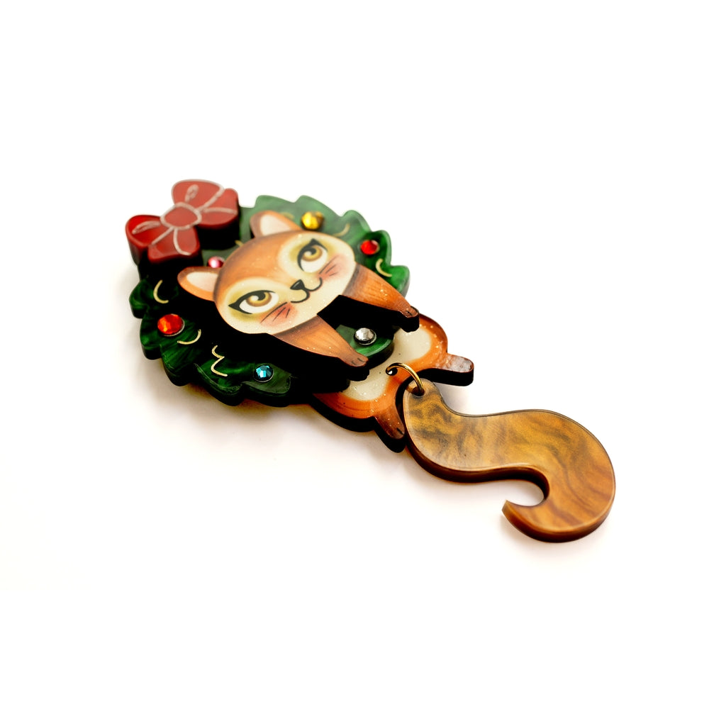 Squirrel in A Christmas Wreath Brooch by Laliblue 2