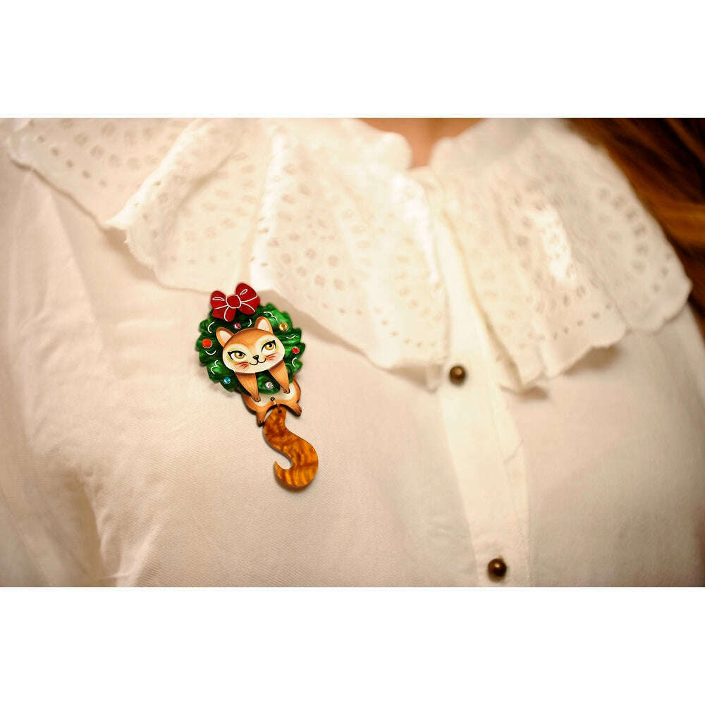 Squirrel in A Christmas Wreath Brooch by Laliblue – view 2