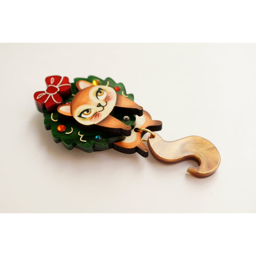 Squirrel in A Christmas Wreath Button Cover by Laliblue 3