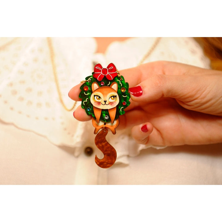 Squirrel in A Christmas Wreath Necklace by Laliblue 1