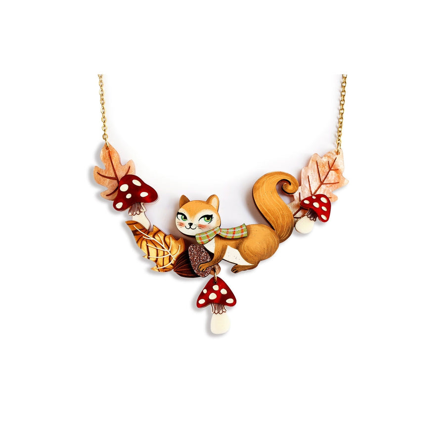 Squirrel with Mushrooms Necklace by Laliblue 