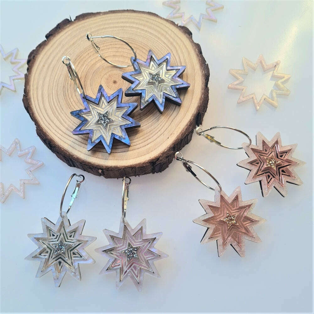 Starlight Hoop Earrings by Cherryloco Jewellery