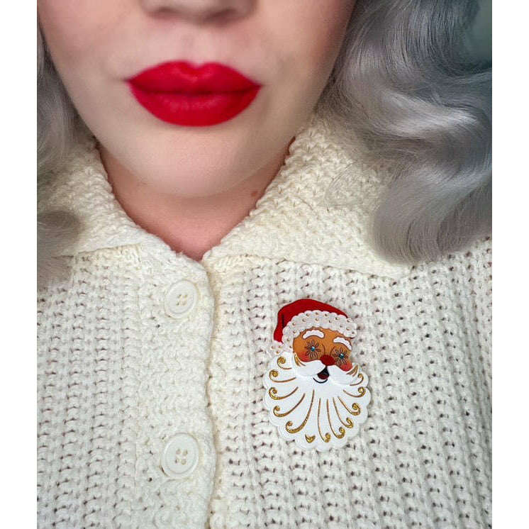 Starry Eyed Santa Brooch by 50's Vintage Dame x Lipstick & Chrome – view 5