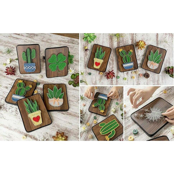String Art DIY Kit - Cactus. Wizardi Craft Kit F07-M12-3-DH5012