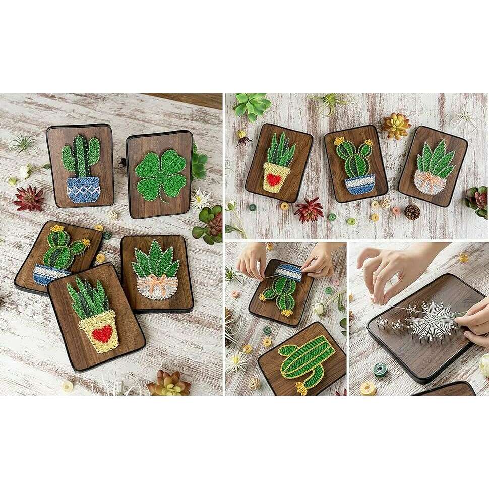 String Art DIY Kit - Four Leaf Clover. Wizardi Craft Kit F07-M12-3-DH5015