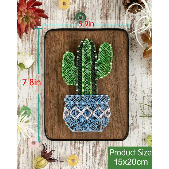 String Art DIY Kit - Potted Cactus. Wizardi Craft Kit F07-M12-3-DH5016