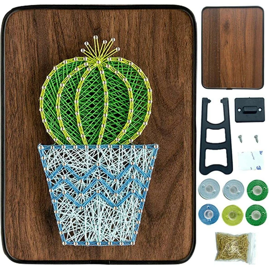 String Art DIY Kit - Potted Cactus. Wizardi Craft Kit F07-M12-3-DH9010