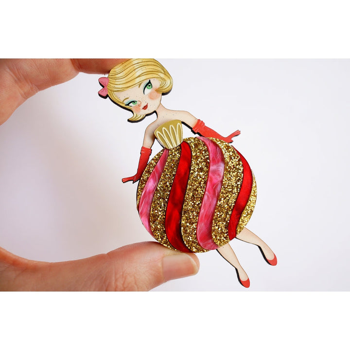 Striped Christmas Lady Ornament Brooch by Laliblue 2