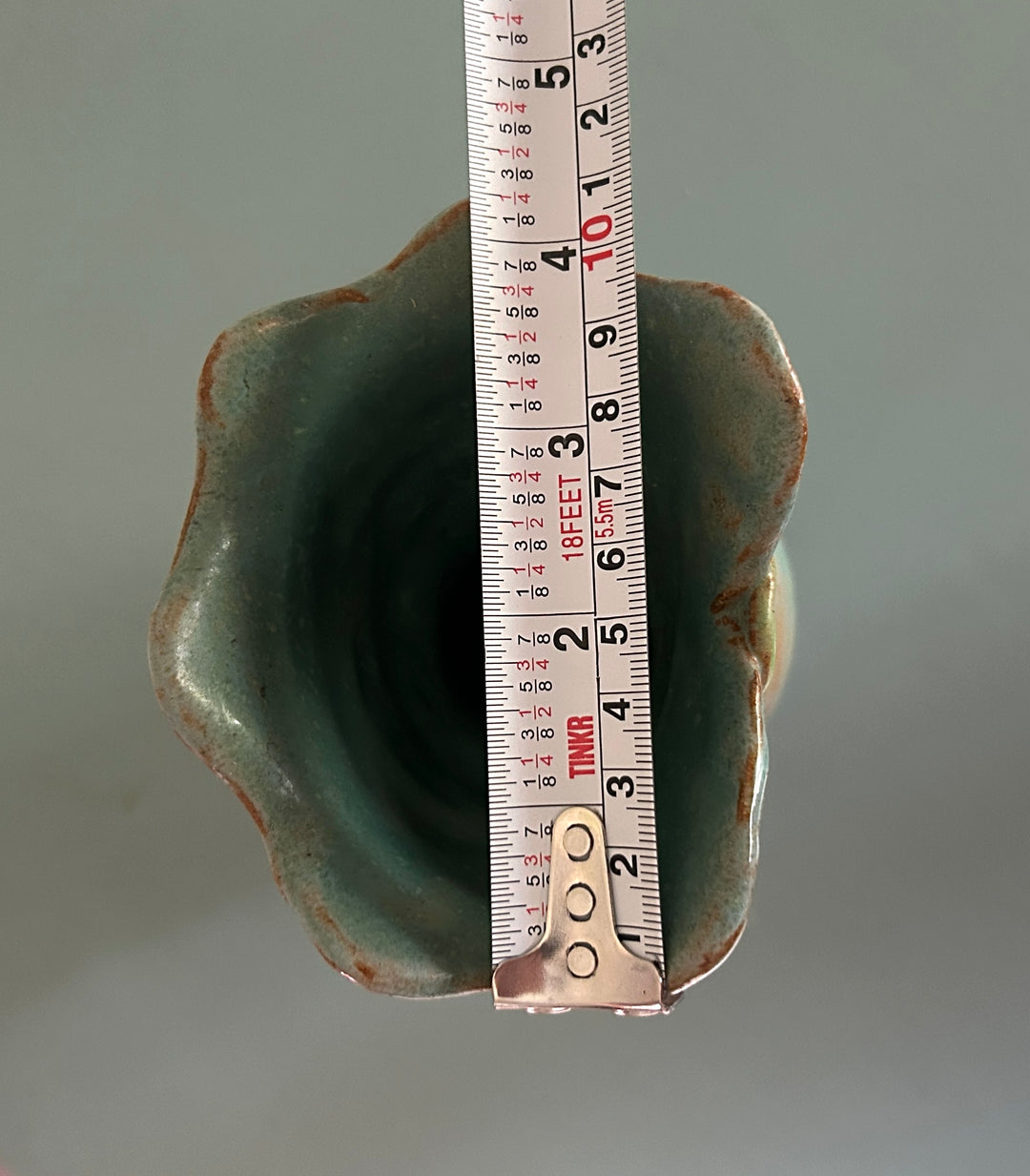 Studio pottery vase opening measurement