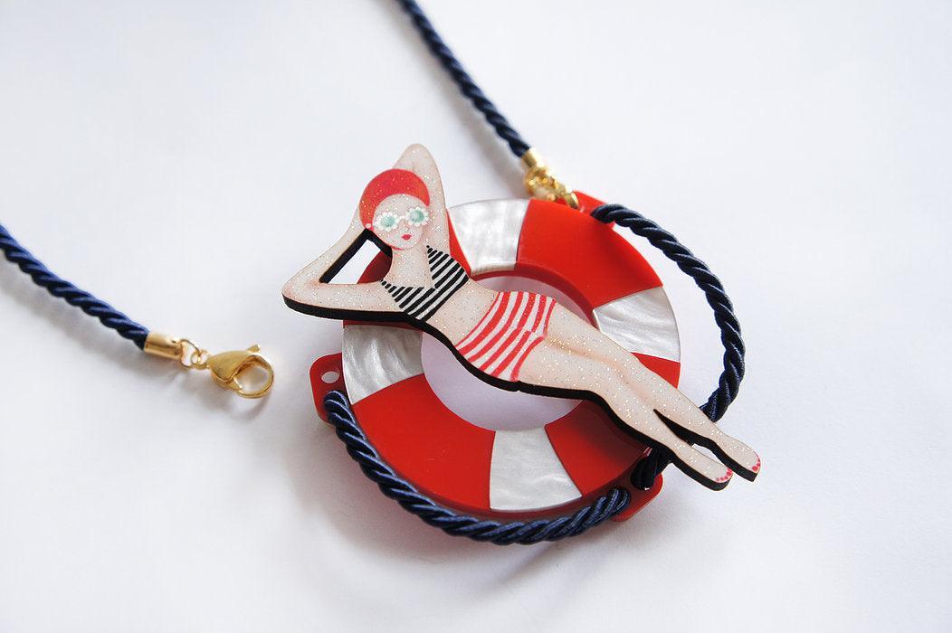 Sun Bather Pin Up Inspired Brooch and Necklace by Laliblue - Quirks!