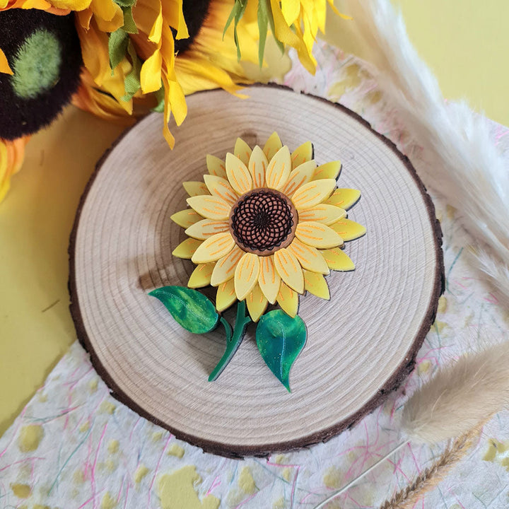Sunflower Brooch by Cherryloco Jewellery 2