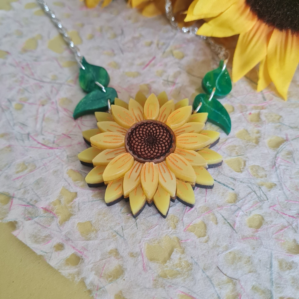 Sunflower Pendant Charm Necklace 2