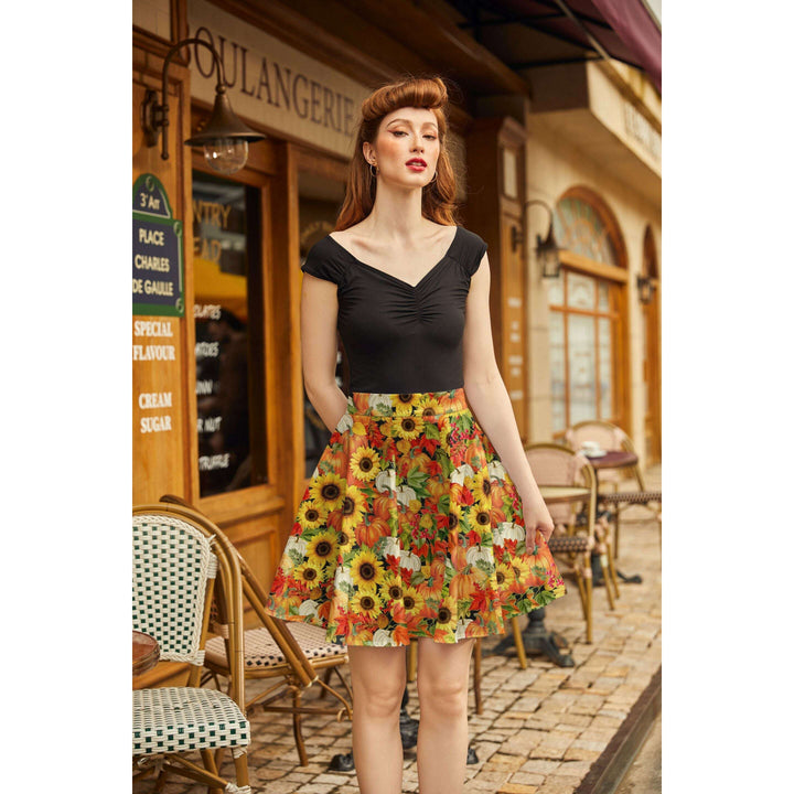 Sunflower & Pumpkin Skater Skirt
