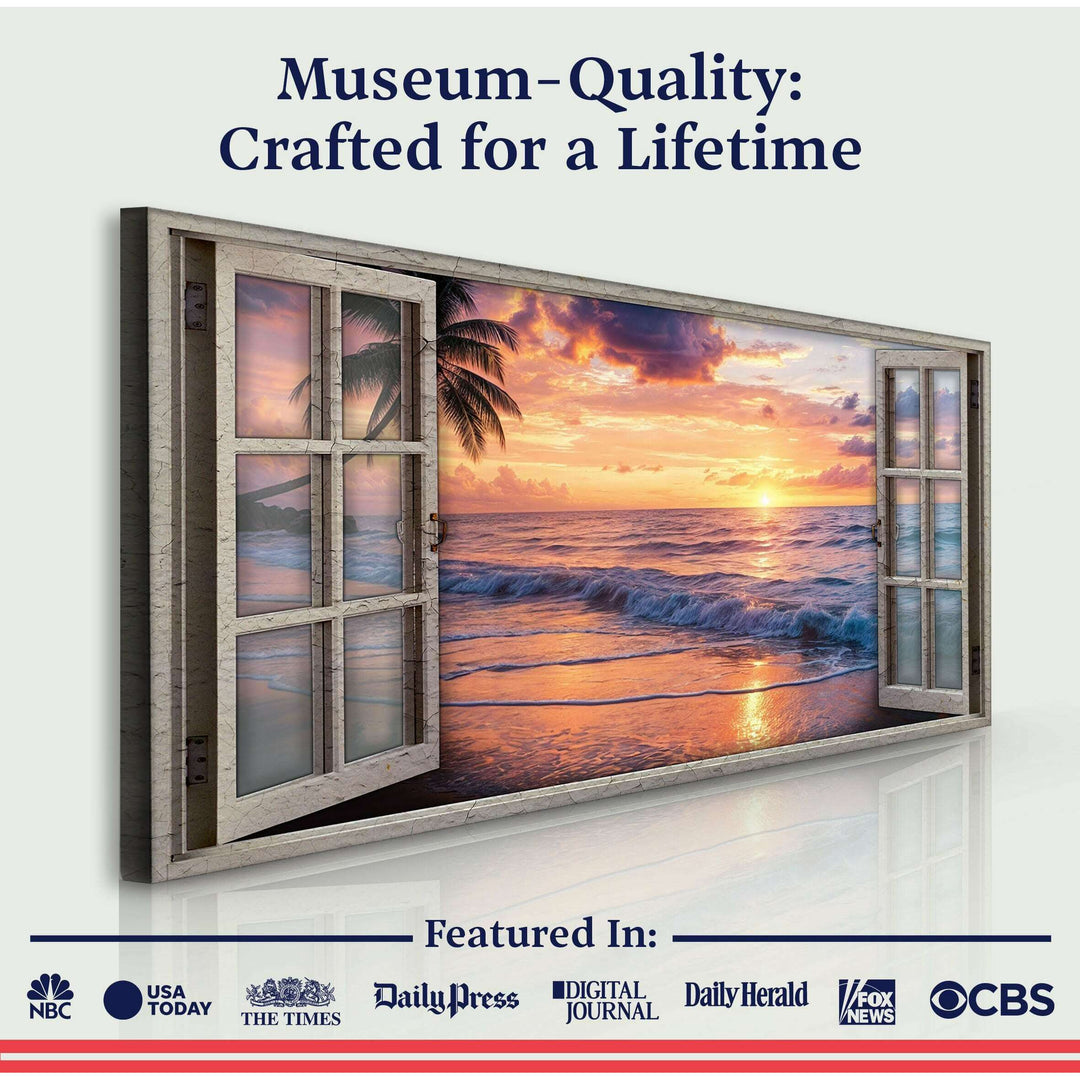 Sunset Beach Window Scenery Wall Art