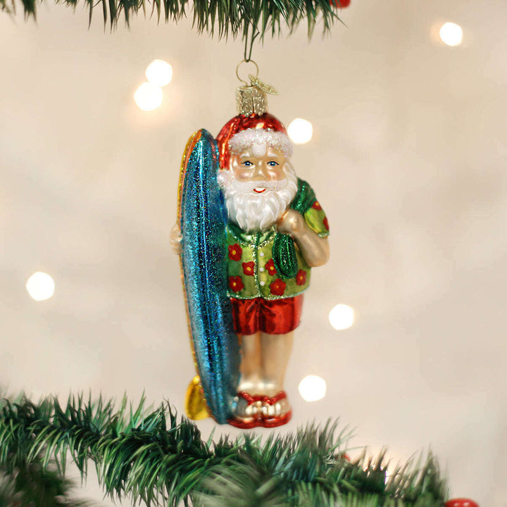 Surfer Santa Ornament