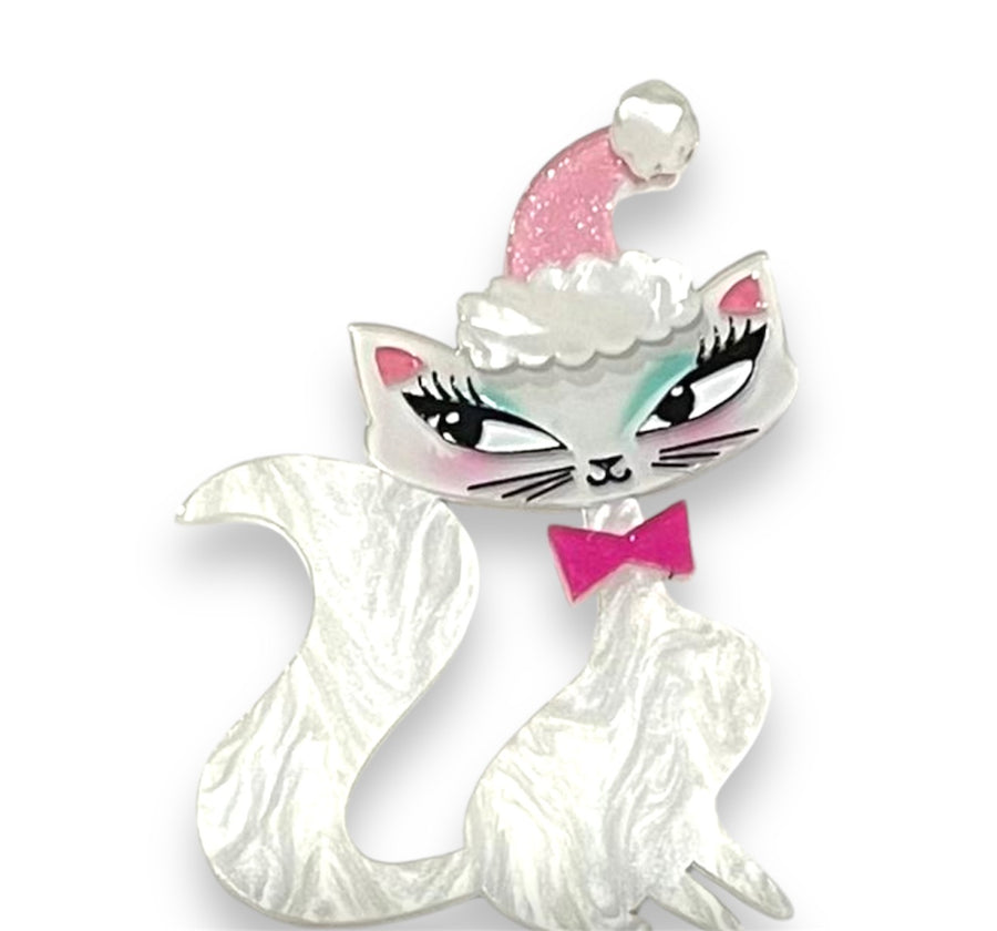 Swanky Pinkmas Kitty Brooch by Miss Fluff x Lipstick & Chrome – view 2