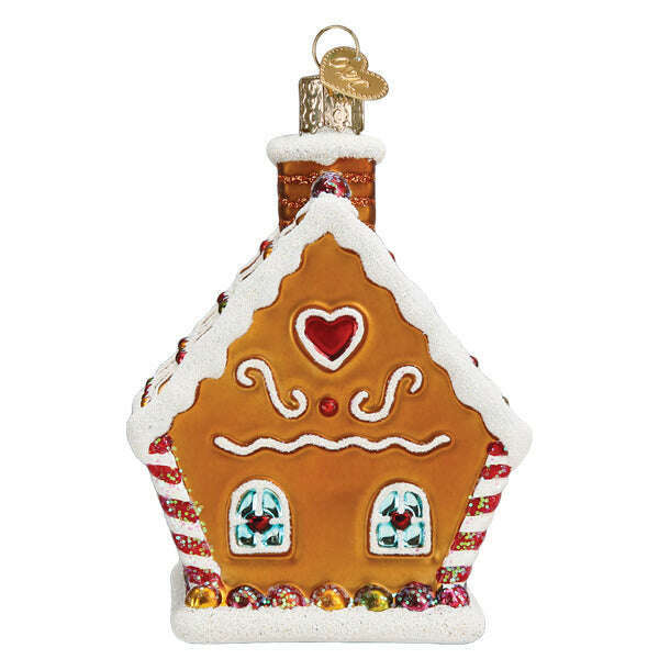 Old World Christmas Sweet Gingerbread Cottage Blown Glass Ornament