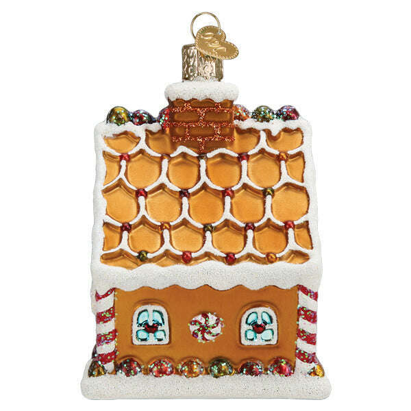 Old World Christmas Sweet Gingerbread Cottage Blown Glass Ornament