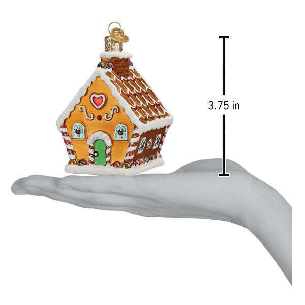 Old World Christmas Sweet Gingerbread Cottage Blown Glass Ornament