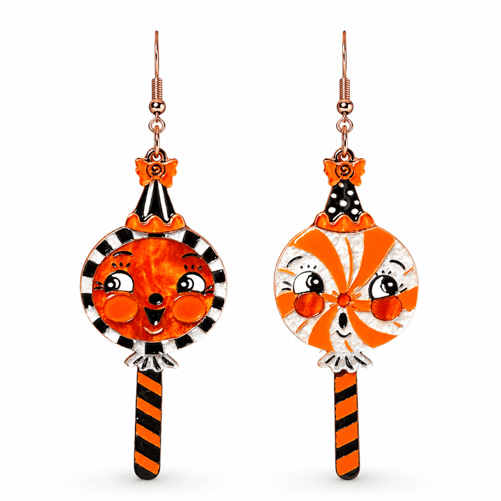 johanna parker sweet treats halloween lollipop earrings acrylic lipstick and chrome