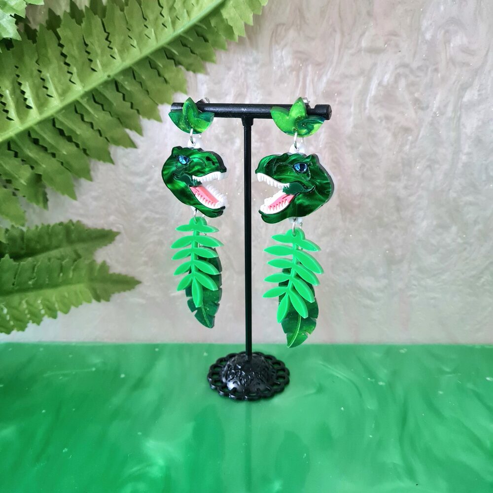 T Rex Dinosaur Charm Earrings by Cherryloco Jewellery 4