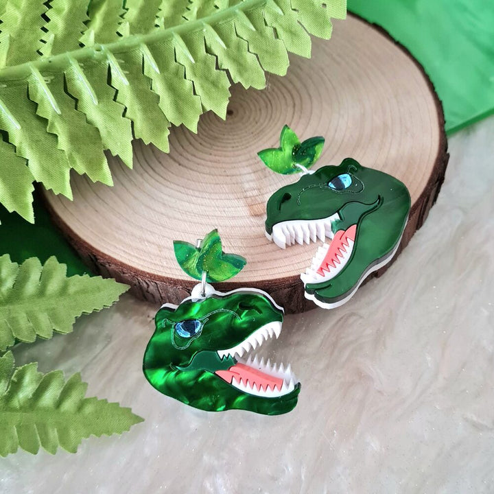 T Rex Dinosaur Dangle Earrings by Cherryloco Jewellery 4