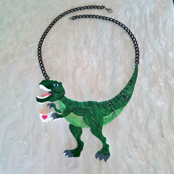 T Rex Dinosaur Statement Necklace by Cherryloco Jewellery 1